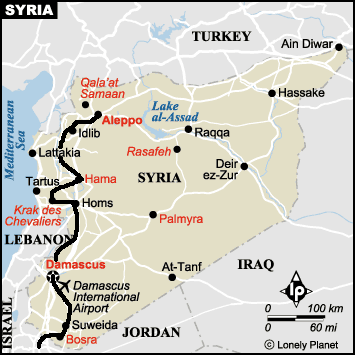 overzichtkaart route in Syrie